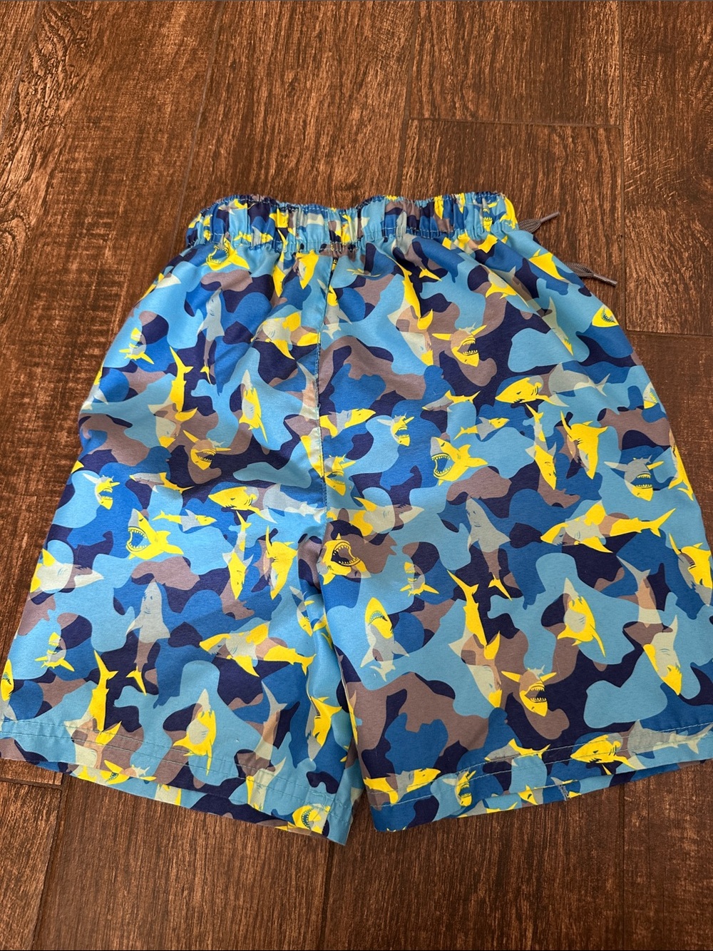 liberty Blue and Yellow Shark Camo Kids Swim Trunks - Picture 4 of 4